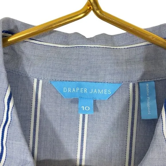 DRAPER JAMES Striped Ruffle Sleeve Belted Shirtdress women's size 10 - Picture 6 of 9